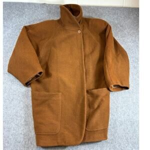 VTG Georges Rech Wool Coat Womens XL Funnel Neck Winter Dark Academia Minimalist